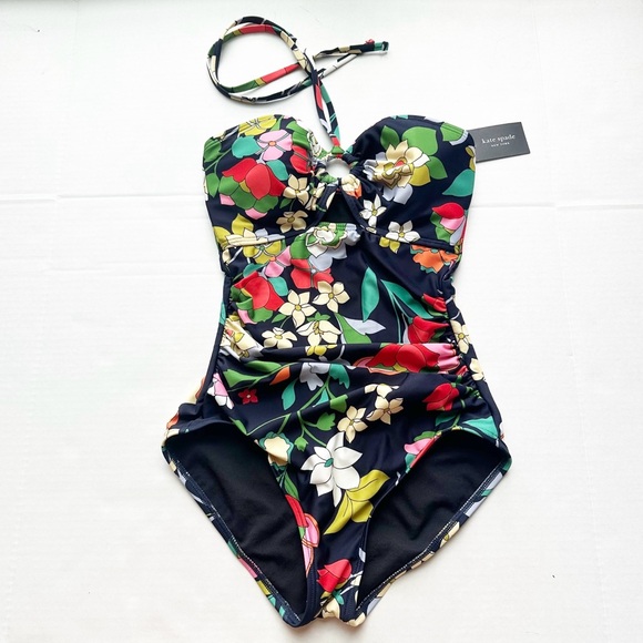 Kate Spade Floral One Piece Swimsuit - Black and Multicolor, Never Worn! No tags - Picture 5 of 14